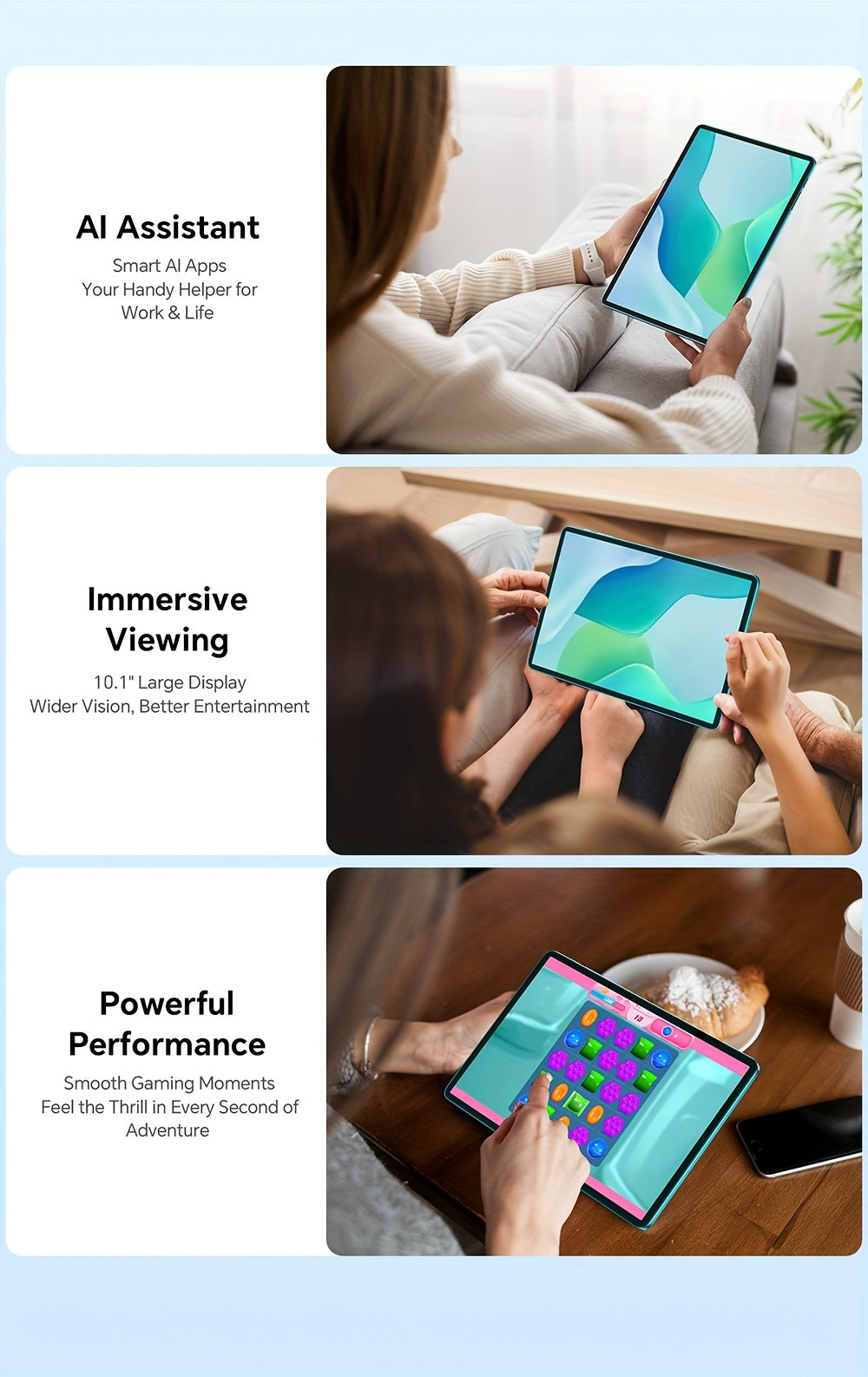 Tabletas Android | Teclast P33 Tablet de 10.1 pulgadas IPS, 9GB (3+6GB Virtual) RAM, 64GB ROM, Android 15, WiFi6, Batería de 6000mAh, Carga