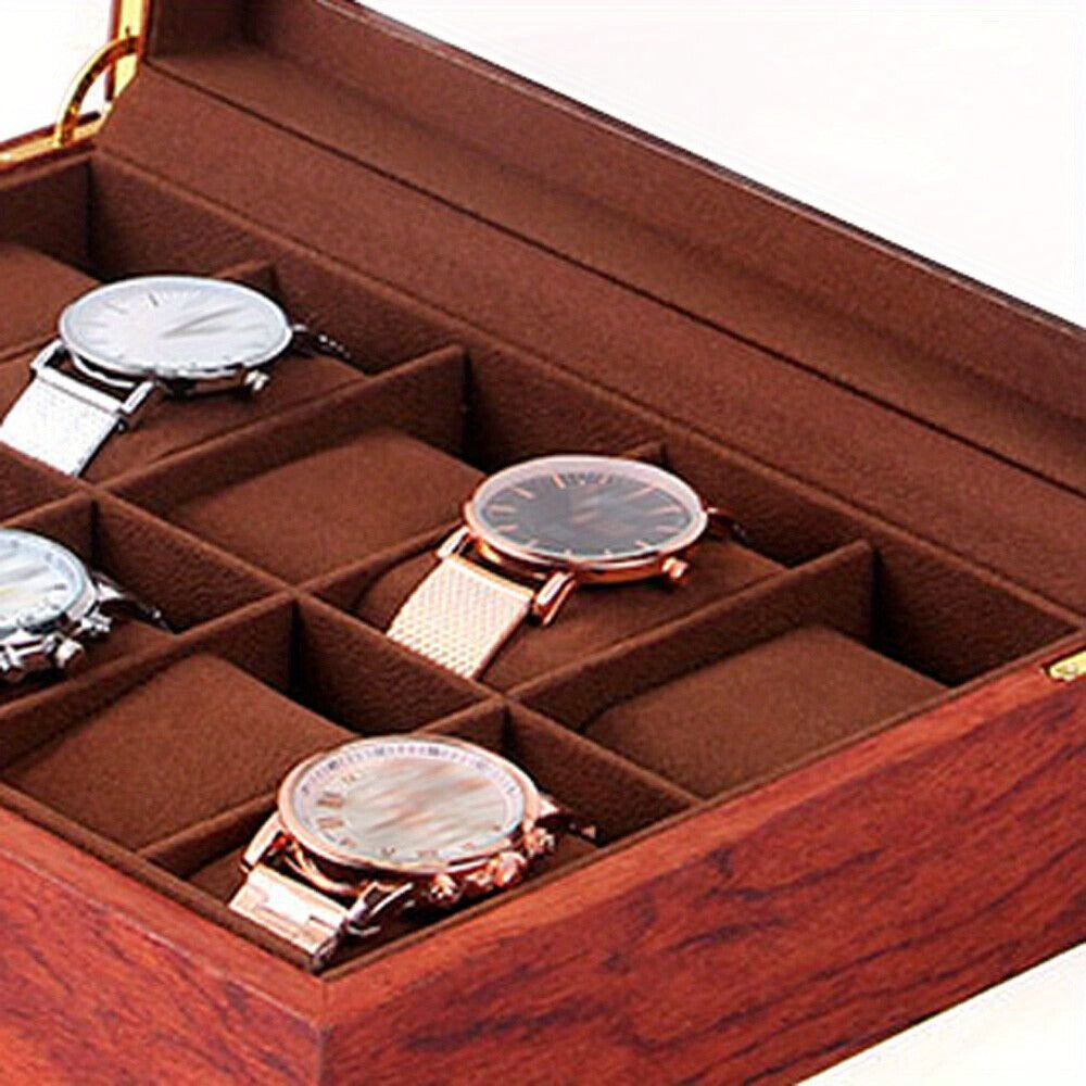 Reloj de joyería, caja de exhibición de madera, caja de almacenamiento de 10 ranuras, grano de roble, regalo.