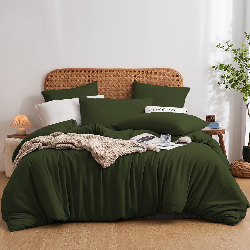 Juego de cama de color liso suave y cómodo para cama individual, sábana de algodón de 135X200Cm y funda de almohada de 80X80Cm con cremallera