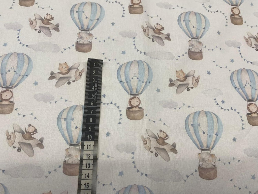 Tela de GLOBOS ANIMALES, telas infantiles, telas de algodón 100% popelina, telas de sabanas, telas por metros