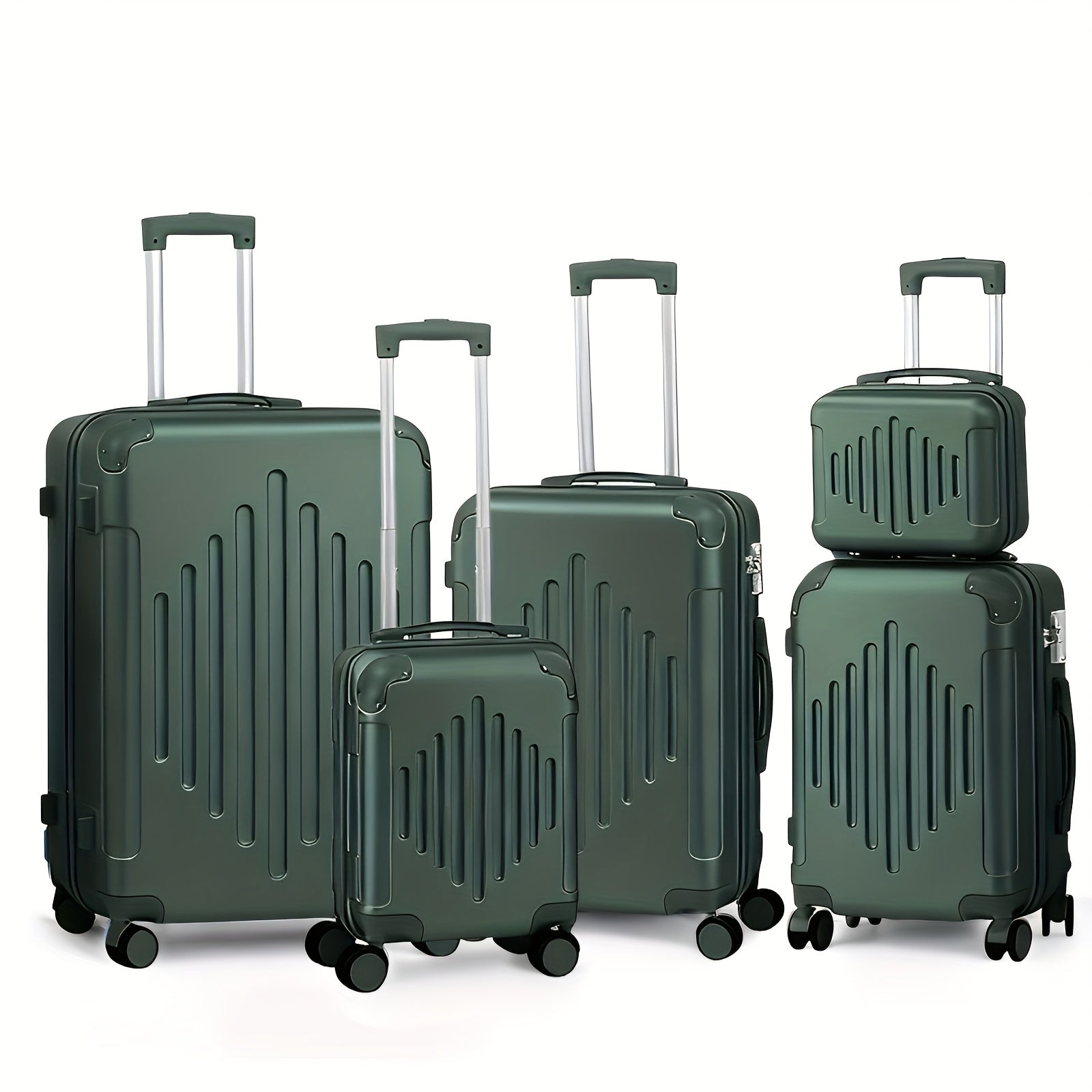 Juego de Equipaje 5 en 1, Maleta de Viaje con Estuche de Cosméticos, Juego de Maletas Rígidas con Ruedas Giratorias, Equipaje con Estuche de Tocado, Equipaje de Mano y 4 Protectores de Esquina, Maletas ABS Ligeras y Portátiles para Viajes y Negocios (12"1