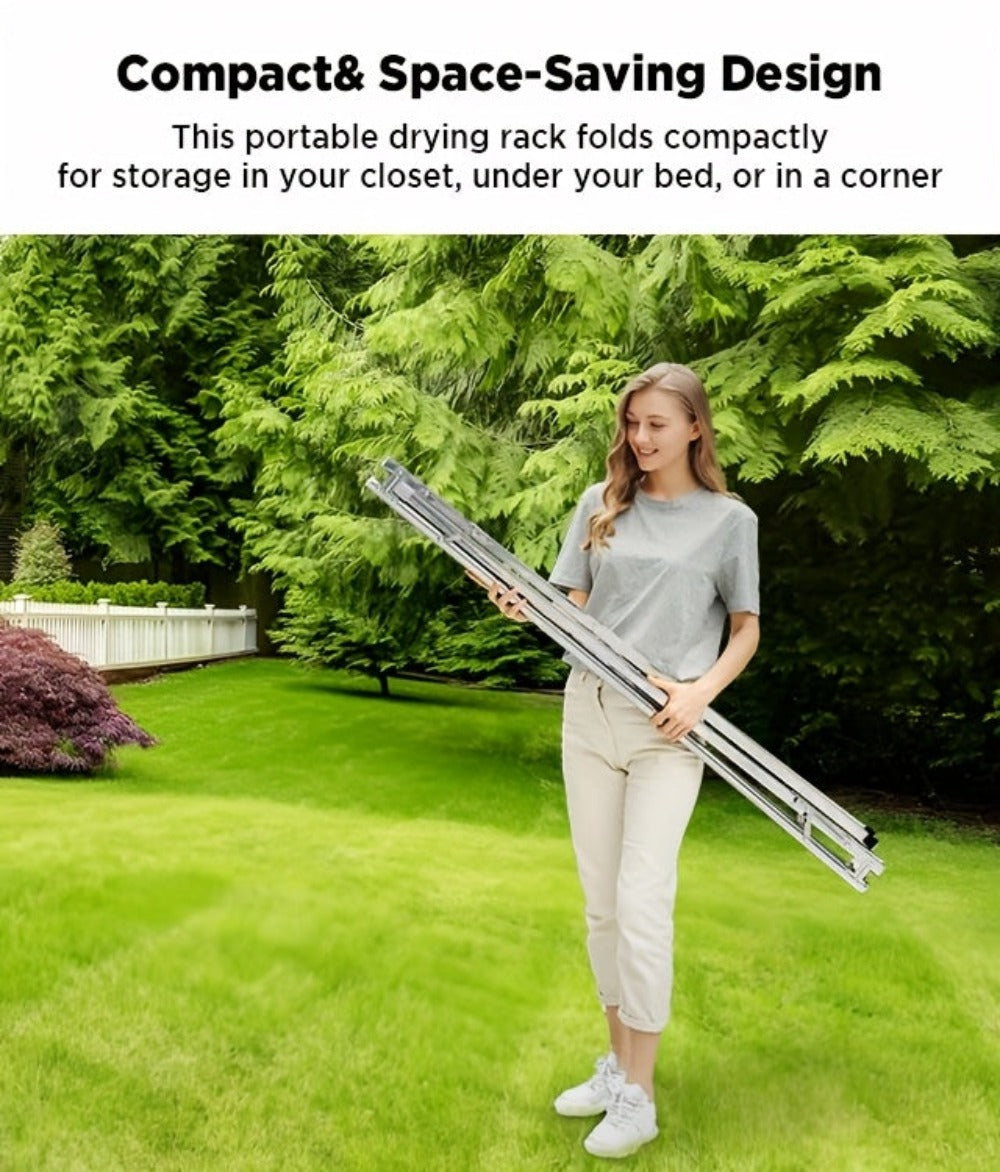 Tendedero de ropa | Longitud retráctil y plegable, tamaños de 160.02cm y 199.9cm, metal duradero, independiente, acero inoxidable resistente, JOYBOS, tendederos