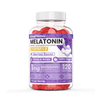 Melatonina Vegan Vitastrong en Gomitas, 120 Gomitas de 1 Mg (1 por Día, Suministro para 4 Meses), Sin Sacarosa, Sin Gluten, Sabor a Frutas Rojas, con Valeriana, Lavanda, Manzanilla y Vitamina B6