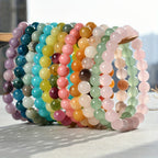 20 pulseras de piedra natural, pulseras de cuentas de piedra artificial de color aleatorio para mujeres y hombres, pulseras elásticas de cuentas redondas de 8 mm, pulseras naturales, regalo de cumpleaños, pulseras para mujer, pulseras para hombre, regalos