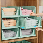 4pcs Organizadores Armario Plegables y Apilables, Cajones de Almacenaje con Separadores Extraíbles, Almacenaje y Organización para Dormitorio, Oficina y Baño, Plastico