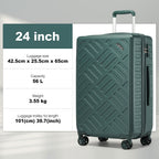 1pieza de 20/24/28 pulgadas Drak Green Sleek Geometric Pattern Hard Shell ABS+PC Maleta con cerradura TSA para viajes sin esfuerzo Regreso a la escuela Regalo de vacaciones