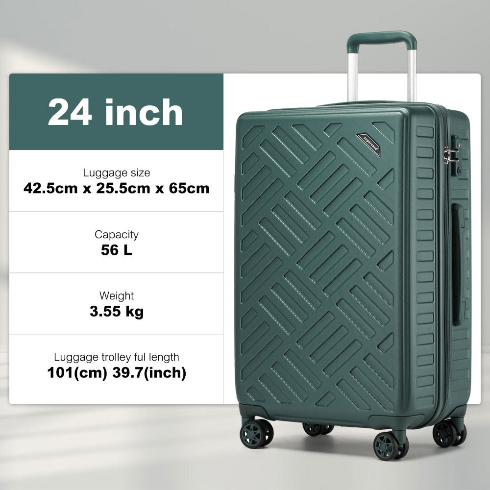 1pieza de 20/24/28 pulgadas Drak Green Sleek Geometric Pattern Hard Shell ABS+PC Maleta con cerradura TSA para viajes sin esfuerzo Regreso a la escuela Regalo de vacaciones