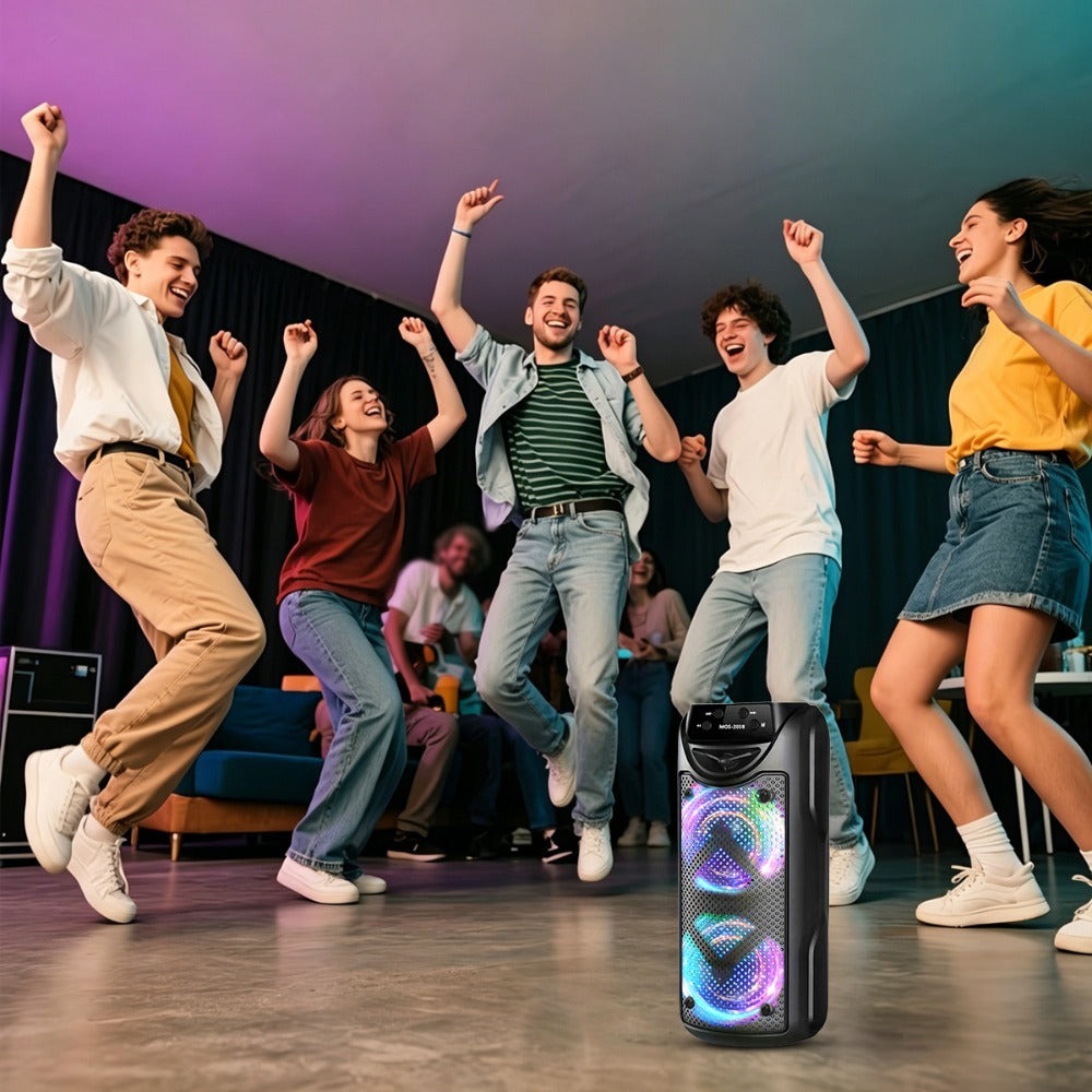 Altavoz Portátil de 8500W, Sonido Estéreo con Subwoofers Duales de 3 Pulgadas, Altavoz para Fiestas al Aire Libre, Soporte para Radio FM, Luces LED Coloridas, Compatible con TF/Radio FM/USB/Aux, Ideal para el Hogar, Fiestas, Viajes, Navidad