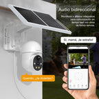 Cámara de seguridad exterior XIAOVV P6, sistema de vigilancia sin varillas WiFi con visión nocturna HD 1080P, audio bidireccional, alertas de detección de movimiento, panel solar, adecuada para CCTV empresarial, con aplicación y montaje en pared