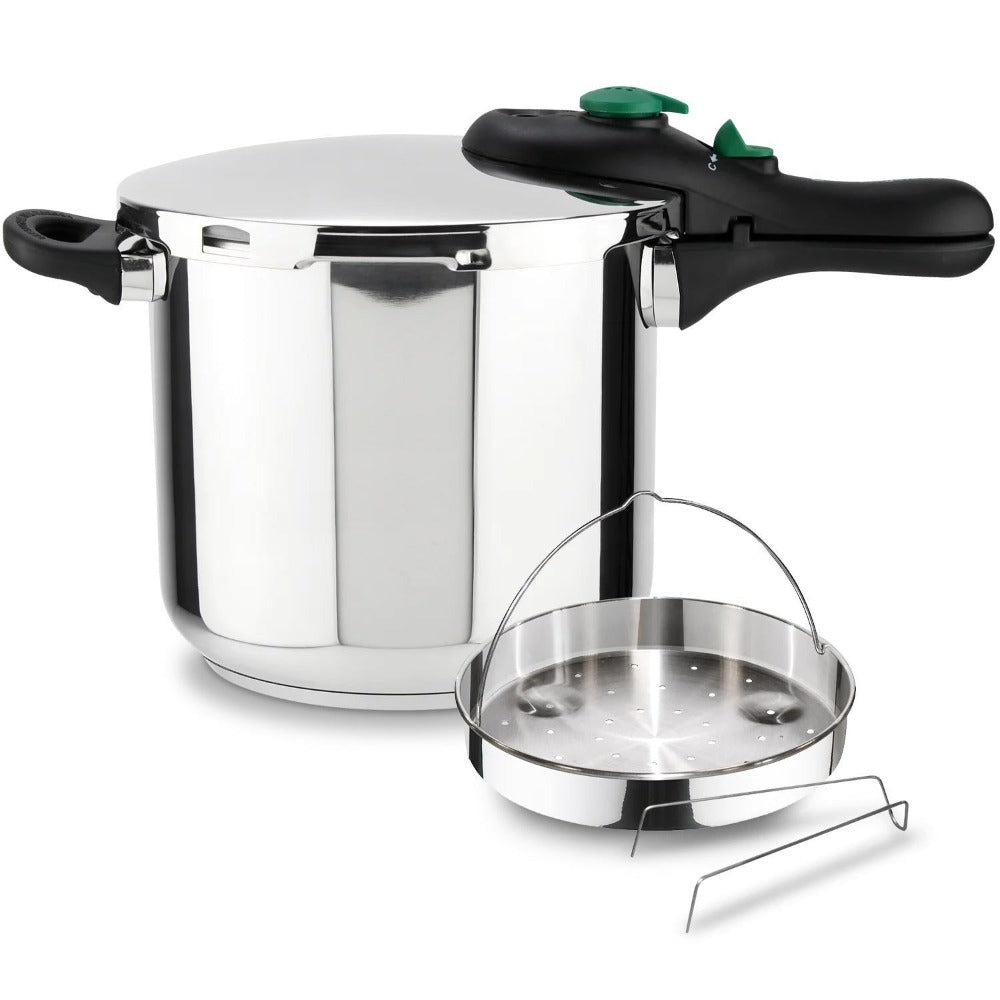 Magefesa DYNAMIC - Juego de Olla Express Rápida + Cestillo, Acero Inoxidable 18/10, Eficiencia Energética, Todo Tipo de Cocinas, Inducción