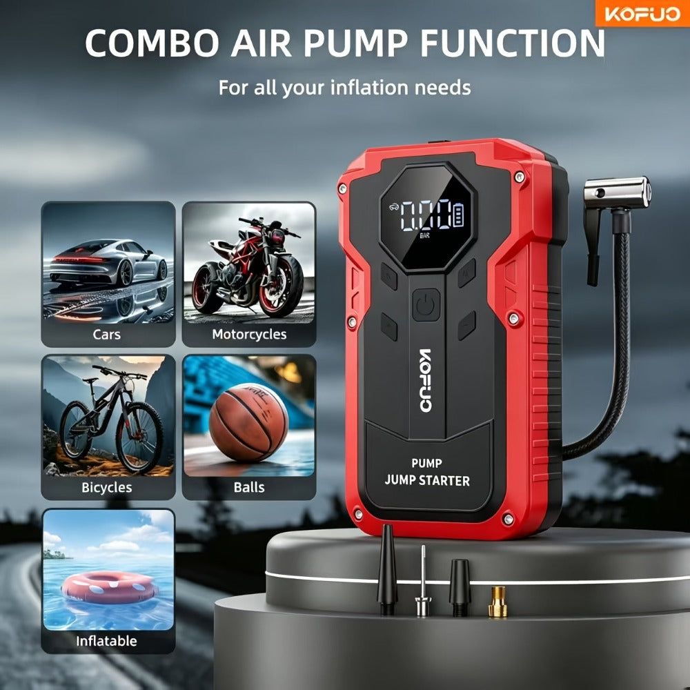 Arrancador de batería KOPUO 3000/5000A opcional 9000A, máquina todo en uno con bomba de aire de 150 PSI: arrancador de emergencia con función de iluminación, apto para coches de gasolina de 12V 10L y diésel de 8L - Accesorios y herramientas para coche - p