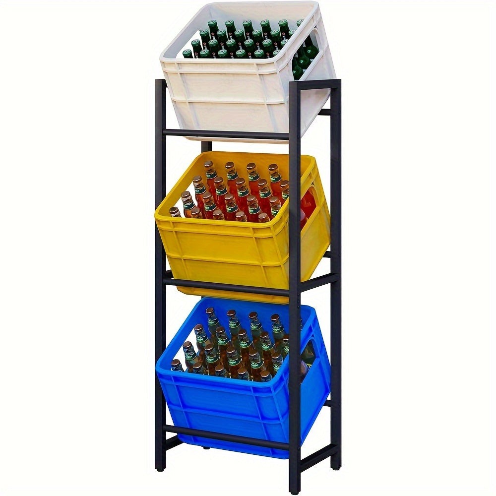 1pc Estante de Bebidas Metálico de Estilo Industrial de 3 Niveles - Ahorra Espacio, Antioxidante con Almohadillas Estables y Diseño de Ángulo de Inclinación, Perfecto para Encimera de Cocina y Almacenamiento en Armario, Estante de Almacenamiento de Cocina
