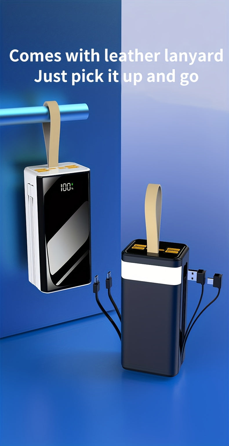 Batería externa | Banco de Energía Portátil de Gran Capacidad 80000mAh, Carga Rápida PD30W, Cable de Datos Integrado/Pantalla LED de Energía