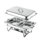 Juego de calentador de alimentos de acero inoxidable, plateado - Incluye tapa aislada, bandeja de agua, bandeja para alimentos, marco, rejilla de combustible - Adecuado para uso comercial y doméstico, utensilios de bufé con tapa cuadrada de acero inoxidab