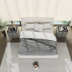 Mesita de noche inteligente gris, negra y blanca, con luz LED, 3 cajones, cómoda para sala de estar/dormitorio