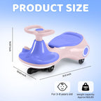 Cochecito con pedales oscilantes, juguete para montar tipo columpio 2 en 1, protección antivuelco, capacidad de 150 lb para niños y niñas de 3+ años, regalo ideal para festividades/cumpleaños (morado/amarillo/azul)