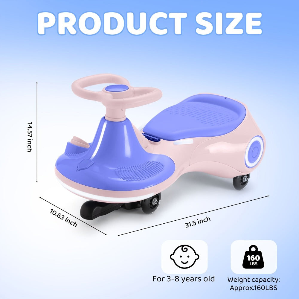 Cochecito con pedales oscilantes, juguete para montar tipo columpio 2 en 1, protección antivuelco, capacidad de 150 lb para niños y niñas de 3+ años, regalo ideal para festividades/cumpleaños (morado/amarillo/azul)