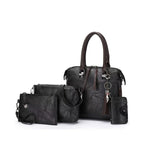 Conjunto de 4 piezas de bolsos para mujer, moderno y versátil, incluye bolso tote retro, bolso cruzado de hombro, bolso de mano, billetera, bolso tote grande de PU con cera de aceite, borlas, ideal para el día a día, viajes y como regalo