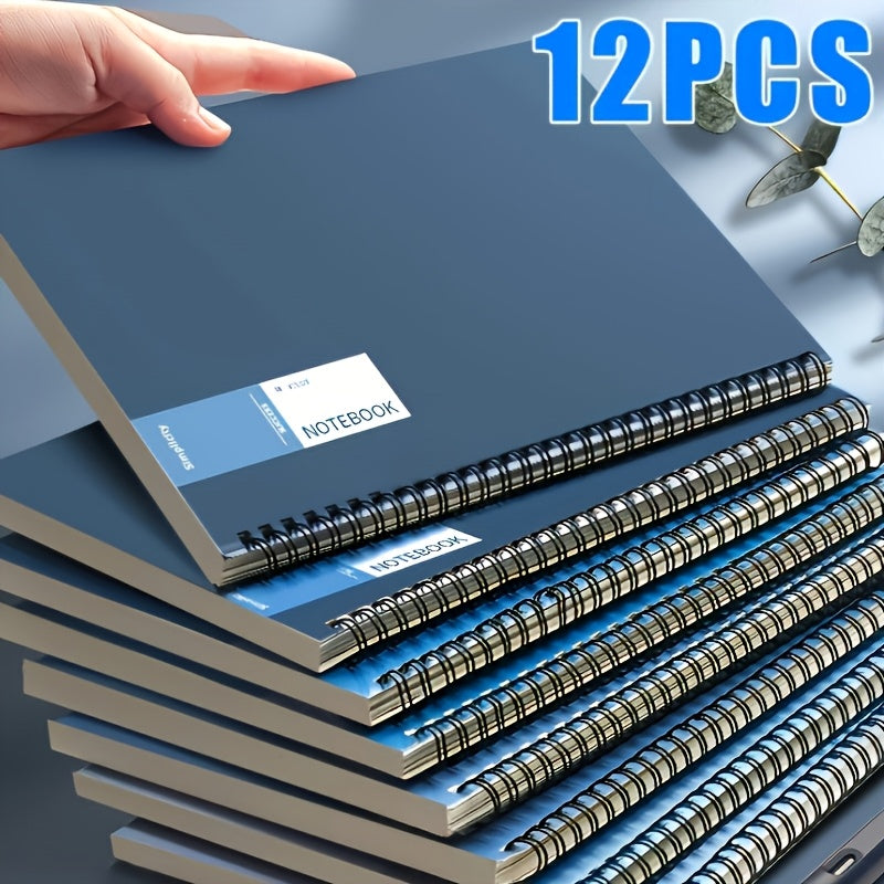 Cuaderno | 12 cuadernos de espiral A5 - Cubierta suave duradera, encuadernación de doble alambre | Diseño minimalista con temática espacial
