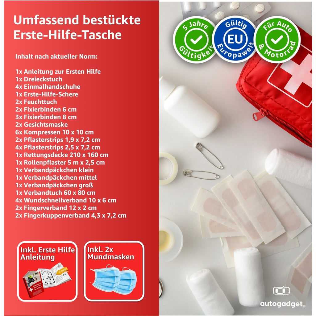Kit de Primeros Auxilios para Coche TK - 2024 - DIN 13164, Incluye Libro de Instrucciones