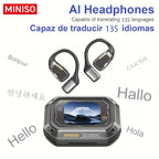 Auriculares Bluetooth | MINISO M98 Auriculares Inalámbricos con Traducción AI - Diseño Abierto, Soporta 135 Idiomas en Tiempo Real, Pantalla HD a