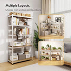 Estantería Multifuncional de 5 Capas | Estantería multifuncional de 5 pisos | adecuada para cocina, garaje, almacén o supermercado (1 o 2 unidades) | tamaño: 180x90x40 cm | convertible en mesa de trabajo | cubo de fibra de densidad media | muy adecuado pa