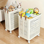 Cesta de Ropa Grande Plegable con Ruedas, Cuero Sintético Color Sólido, Versátil y Portátil para Almacenamiento en Baño y Balcón, 15.8/205GaA, Varios Tamaños Disponibles, Bolsa de Ropa para Lavandería, Cestas de Ropa
