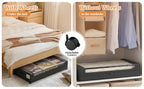 Paquete de 2 cajas de almacenamiento para debajo de la cama con ruedas, organizadores de fábrica Oxford para ropa, cajones de metal con tapa transparente, zapatos, caja de almacenamiento rodante multiusos con ventana transparente
