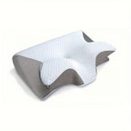 Almohada Ergonómica para Cuello para Personas que Duermen de Lado, Boca Arriba y Boca Abajo - Diseño Contorneado, Soporte Suave pero Firme, Negro con Relajación de Hombros Texturizada Blanca, Construcción Sólida, Soporte Cómodo para el Cuello | Reposacabe