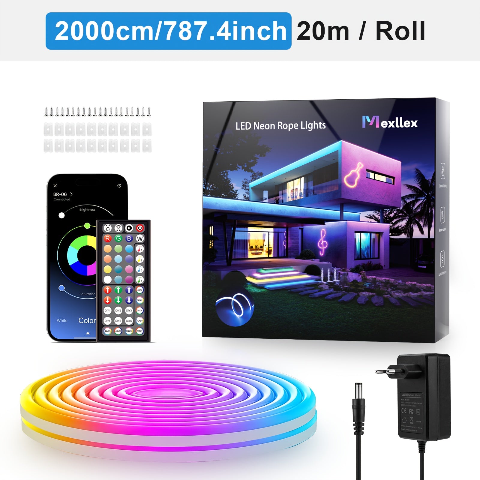 Luces de cuerda LED con aplicación inteligente, mando a distancia de 44 teclas, cambio de color, sincronización con música, temporizador, DIY Sharpe, sala de juegos, decoración de Navidad