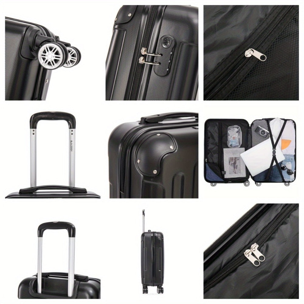 Juego de maletas familiares de tres piezas 20+24+28 pulgadas, equipaje de cabina de 20 pulgadas con ruedas universales, caja de almacenamiento para viajes de negocios, cartera ABS resistente y gran capacidad (ML-XL-set)