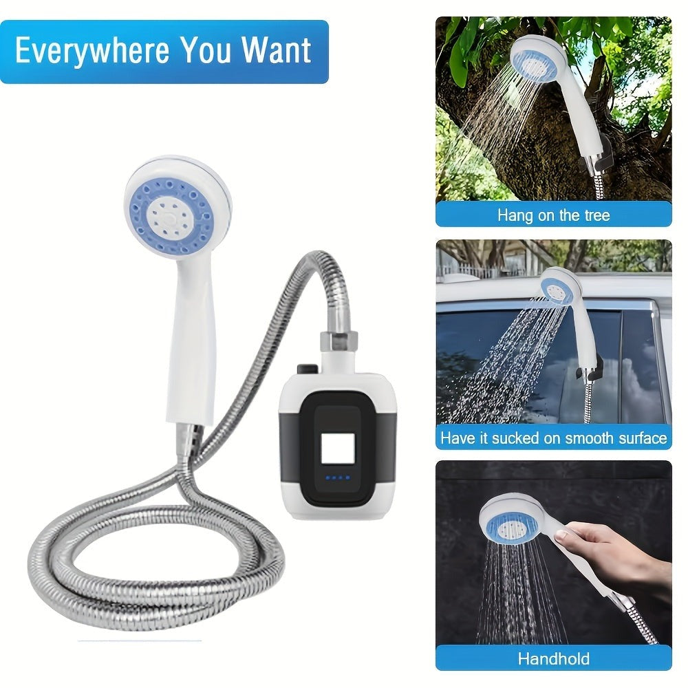 Bomba de ducha de camping recargable portátil multifuncional - Cabezal de ducha para exteriores de 2000 mAh, puede extraer agua de un cubo, adecuada para camping, viajes, baño de mascotas, lavado de coches y jardinería | Bomba de ducha de camping de mano,