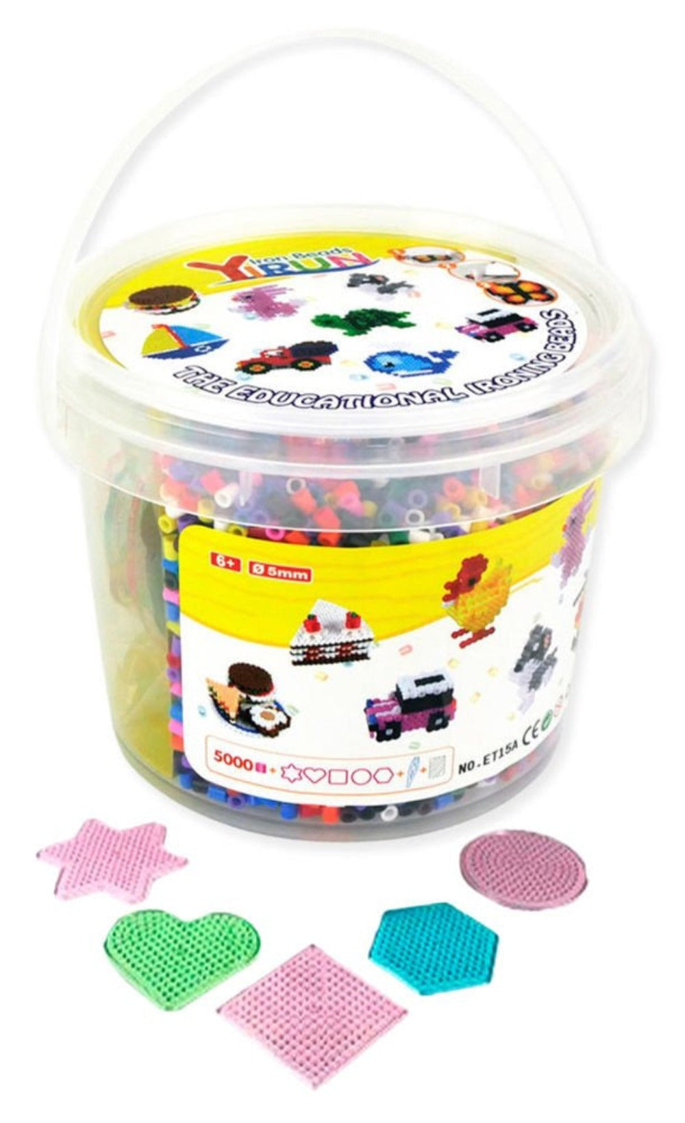 Set Creativo para Proyectos Térmicos para Adultos 5000 Perlas 5 Mm | Set de Plantillas de Formas + 10 Soportes + Pinzas + Papel para Moldear | Cubo Grande para Organización | Ideal para Decoración DIY, Manualidades, Creación de Adornos, Joyería y Proyecto