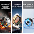 Anillo Inteligente GWENLANDFashion - Conexión Inalámbrica, Gestión de Fitness y Sueño, Capacidad de Batería 15mAh (Talla 8) / 18mAh (Talla 9-13), Fotografía de Ondas, Múltiples Modos Deportivos, Material de Acero Inoxidable - Ideal para la Vida Diaria, Fi