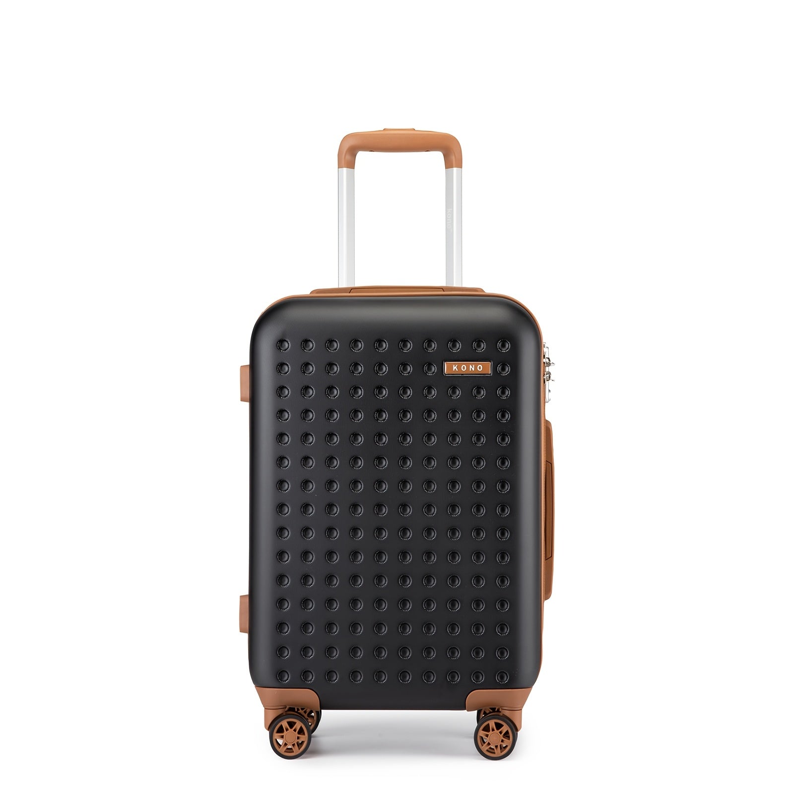 Esta maleta rígida ligera ofrece múltiples tamaños, ruedas giratorias y un candado TSA incorporado, disponible en negro y marrón.