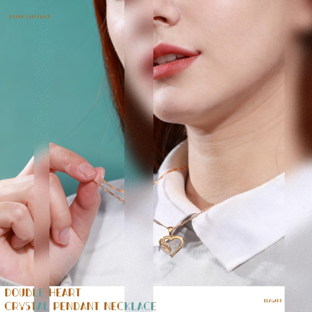 Un elegante collar colgante en plata 925 para mujeres, con una cadena de onda única y un colgante de corazón de circonita sintética brillante, ideal como regalo de vacaciones o para mujeres, incluye caja de regalo