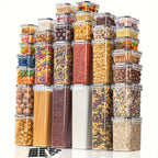Set de Organización de Cocina Premium de 32 piezas - Contenedores de Almacenamiento Herméticos y Frascos de Especias con Tapas para Refrigerador, Despensa y Gabinete de Cocina - Ideal para Harina, Azúcar, Pasta, Muesli y Suministros para Hornear - Incluye