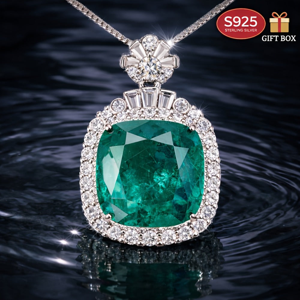 Collar brillante para mujer S925, forma cuadrada, plateado, diseño de alta gama, regalo único, embalaje en caja de regalo
