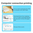 Impresora portátil sin tinta A10a, impresoras portátiles inalámbricas, impresora térmica para teléfono y portátil, impresora móvil para oficina, hogar y escuela, compatible con papel térmico de 21.59 cm x 27.94 cm y A4