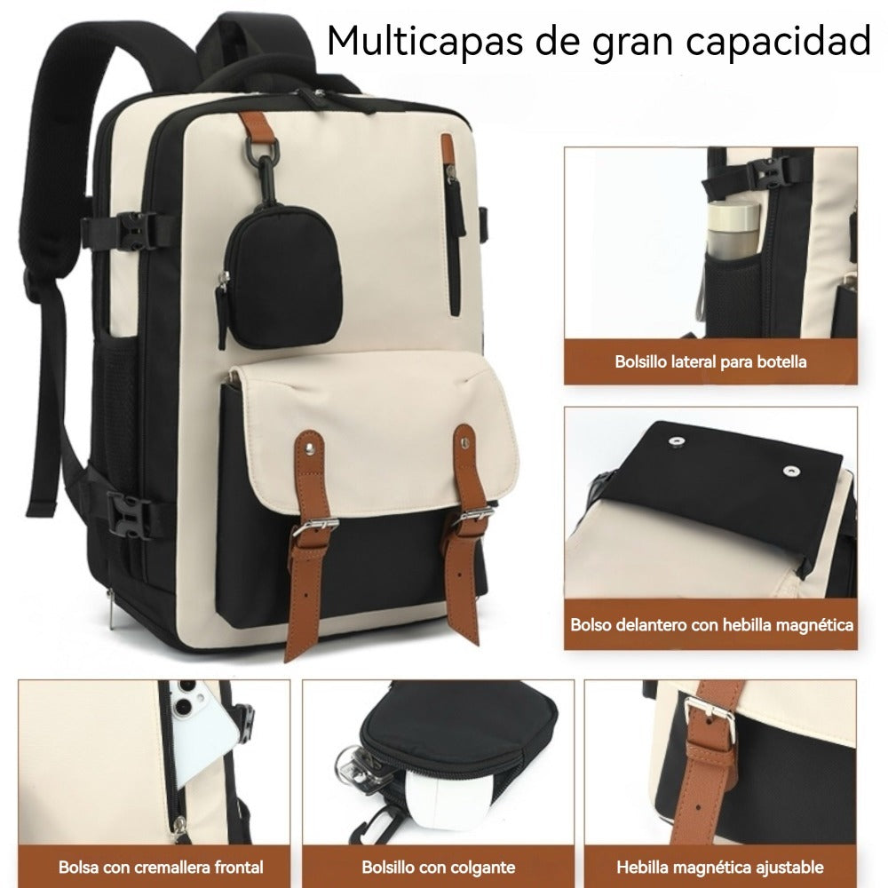 Mochila de Viaje para Cabina de Avion 43x30x18 para Vuelo Barato, Equipaje de Mano y Espaciosa con Compartimento para Zapatos y Mochila Antirrobo Multifuncional para Viajes (266)