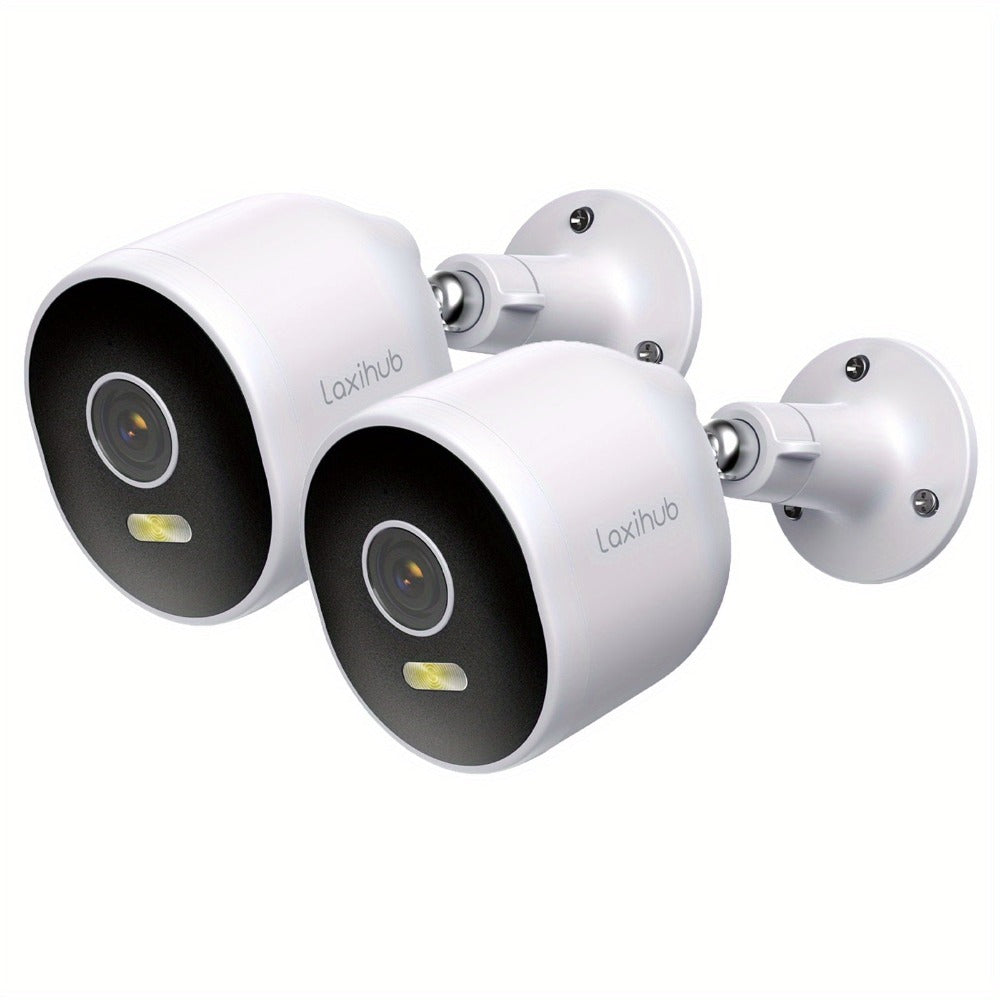 1/2/4 piezas Laxihub 3MP 1296P Cámaras de seguridad Wi-Fi para exteriores, Cámara interior para seguridad del hogar, para vigilancia de puertas domésticas, Audio bidireccional, Almacenamiento en la nube/tarjeta SD, Visión nocturna a todo color, Cámara dig
