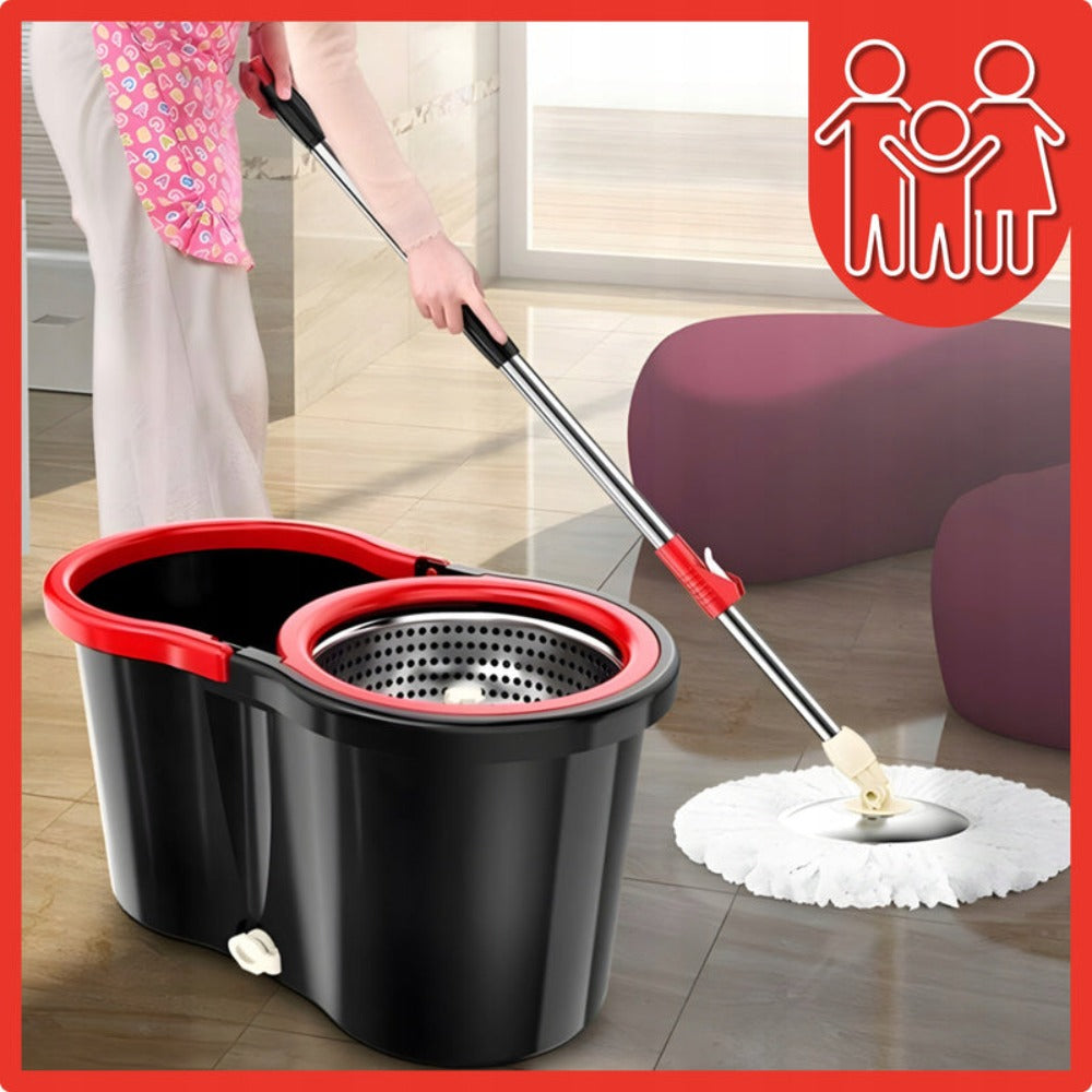 Mopa Rotatoria con Cubo y Microfibra, Set con Esponjas Gratis, Sistema de Secado y Lavado, Ideal para Paneles, Azulejos y Pisos de Madera, Cómoda, Duradera y Fácil de Usar.
