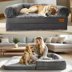 Cama Extra Grande para Perros Adecuada para Adultos | Cama Ortopédica para Siesta con Piel Sintética Lavable | Plegable y Portátil, Adecuada para Sala de Estar, Salón | Proporciona Espacio Amplio para Dormir para Adultos y Mascotas