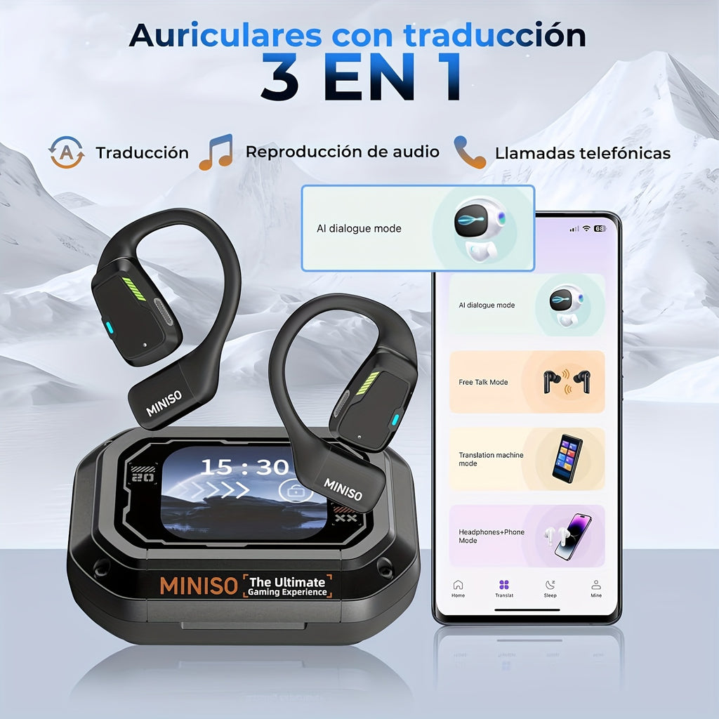 Auriculares con traducción IA en tiempo real multifuncional | Viajes, negocios y comunicación