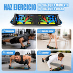 Tabla de flexiones multifuncional plegable，Entrenador de flexiones multifuncional plegable y portátil con asas antideslizantes y 2 bandas de resistencia. Diseño antideslizante, desmontable y fácil de guardar.barra de empuje para gimnasio en casa, manija d