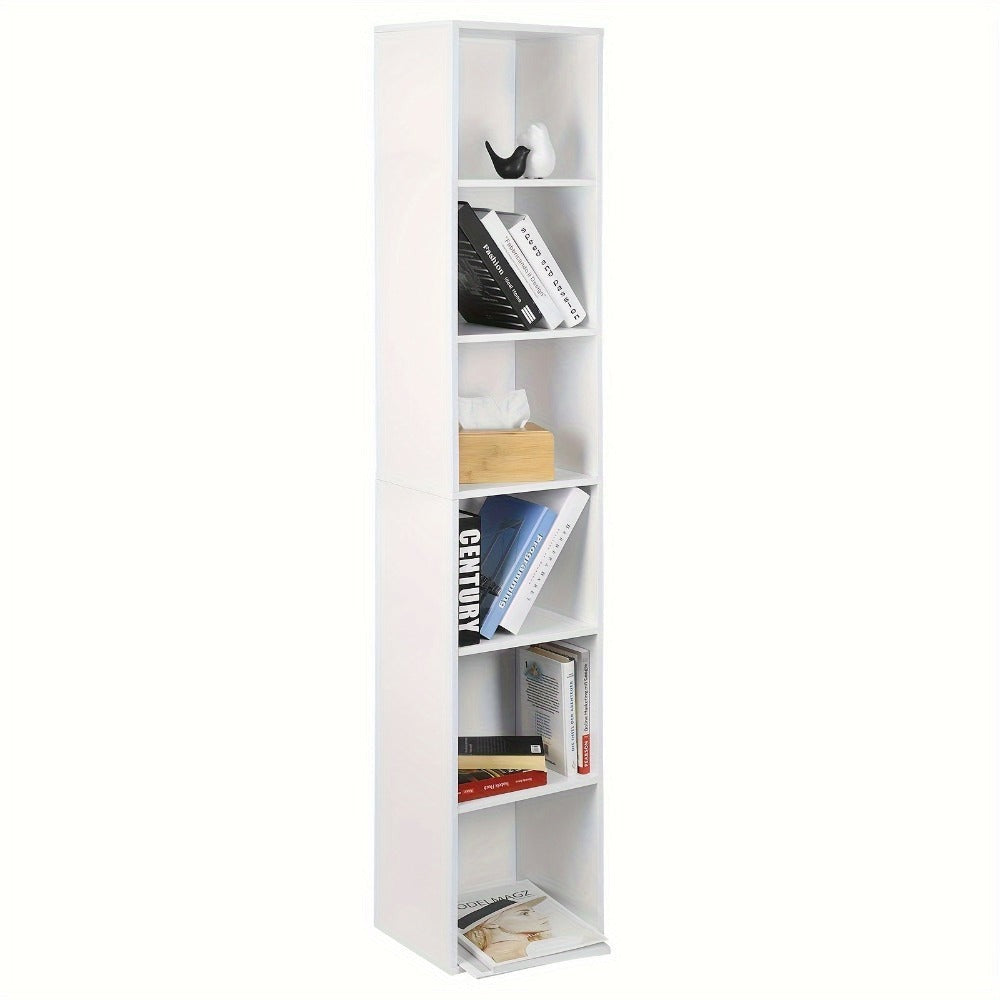 1pc Estantería con 6 Compartimentos, Estantería Cúbica Independiente, Estantería Vertical, Estante de Oficina, Estante de Almacenamiento, Estante para Archivos, Hecho de Material de Madera, 30x158,5x24 cm (Ancho x Alto x Grosor)