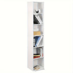 1pc Estantería con 6 Compartimentos, Estantería Cúbica Independiente, Estantería Vertical, Estante de Oficina, Estante de Almacenamiento, Estante para Archivos, Hecho de Material de Madera, 30x158,5x24 cm (Ancho x Alto x Grosor)