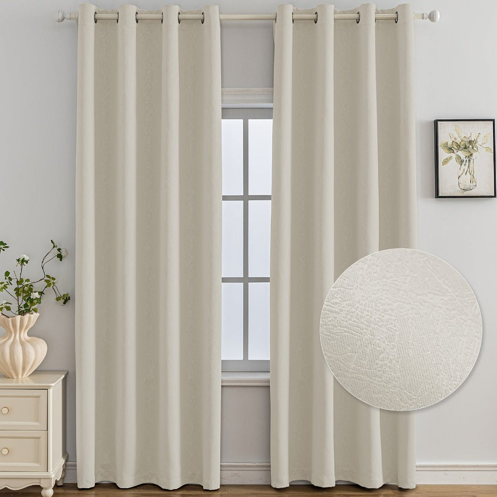 Cortinas Opacas Ystyle para Interiores 2 Piezas, 140 x 280 cm, Cortinas Térmicas para Dormitorio con Anillas, Cortinas Aislantes Acústicas para Sala, Cortinas Térmicas Aislantes de Frío y Calor, Beige