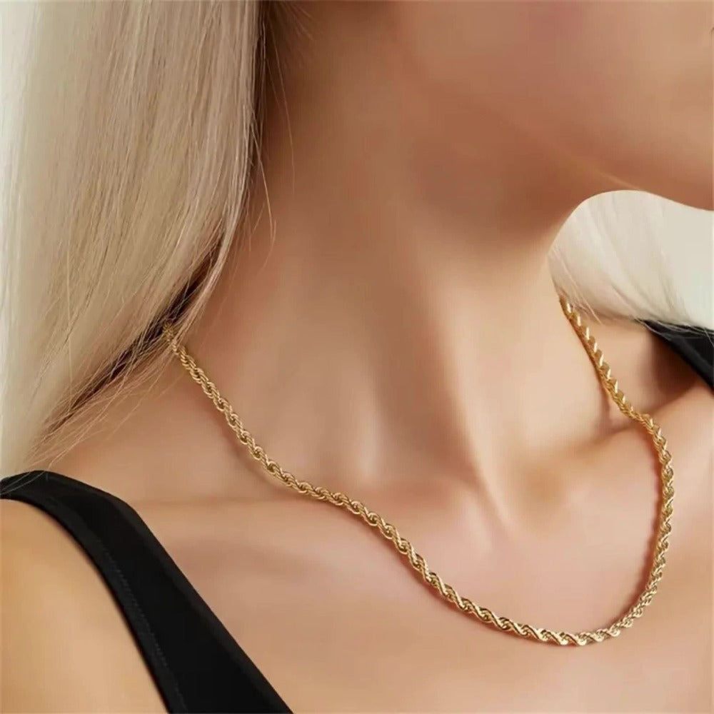Collar de plata 925 para mujer, collar estilo cadena, collar de cadena retorcida, regalo de San Valentín, moda y fácil, regalo de luna de miel para el Día de Acción de Gracias para ella, viene con una caja de regalo de boutique