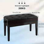 Taburete de Piano Ajustable en Altura para 2 Personas, Silla de Piano con Espacio de Almacenamiento, Banco de Piano 73 x 35 x 48-58 cm, Banco de Piano con Cojín de Cuero PU, Taburete de Piano con Capacidad de Carga de hasta 200 kg, Banco de Teclado de Mad